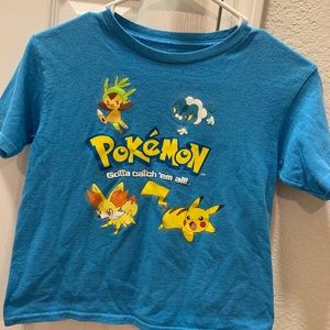 Blue Pokémon T-shirt with characters.